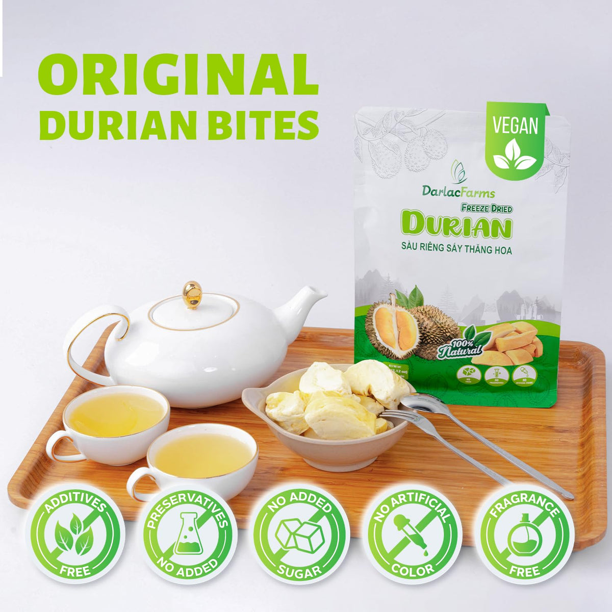 DARLACFARMS no sugar added durian snack highlighted for clean-label snacking