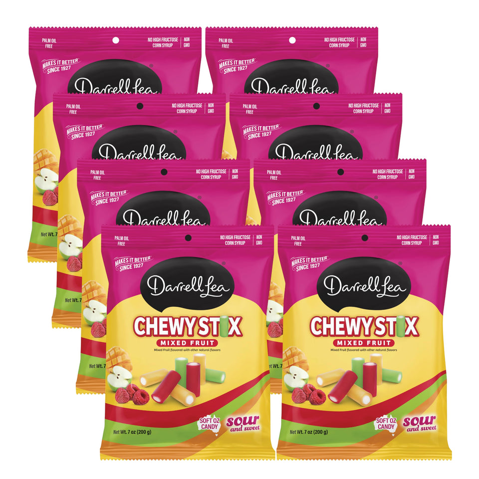Darrell Lea Chewy Stix mixed fruit pack for sharing and on-the-go snacking.