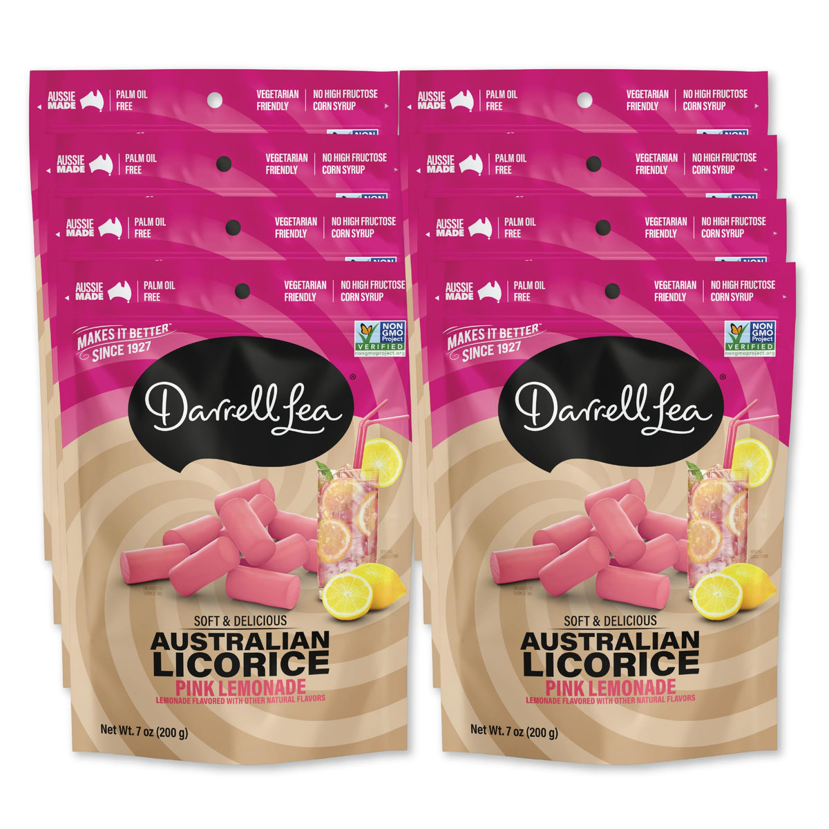 Darrell Lea Pink Lemonade Licorice — soft and chewy bite for snacking