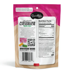 Close-up of Darrell Lea licorice texture, soft and chewy for lunchboxes.