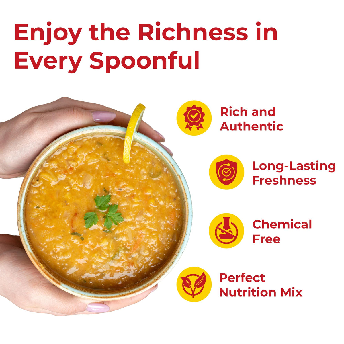 Darsa Organics cooked lentil stew showcases hearty, fibre-rich bowls with aromatic spices.