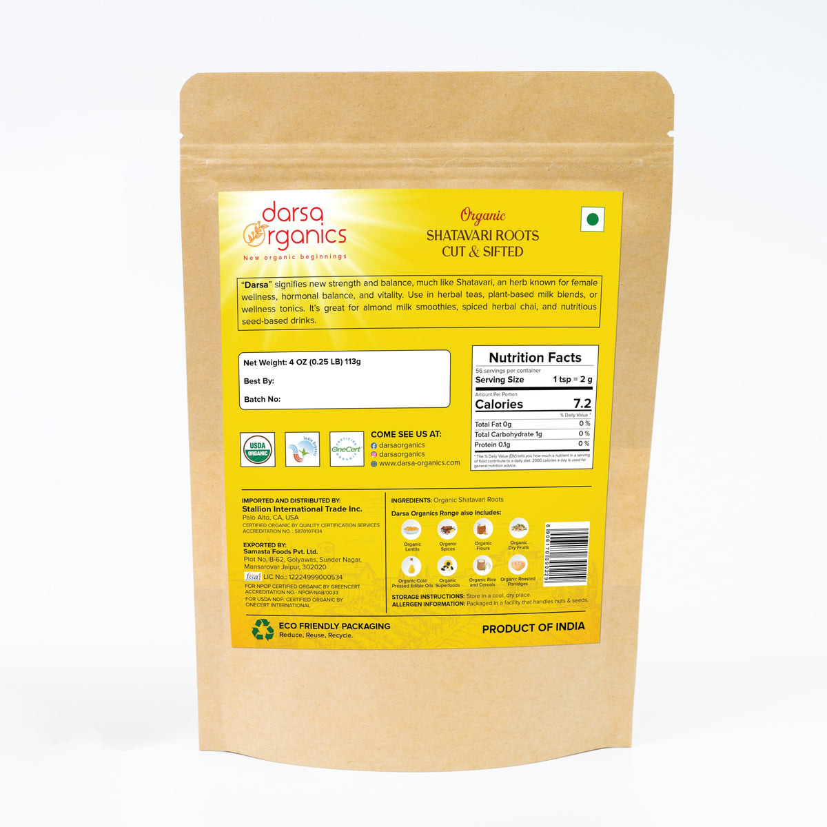 Darsa Organics Shatavari closeup aroma highlights mild, grounding scent for tea.