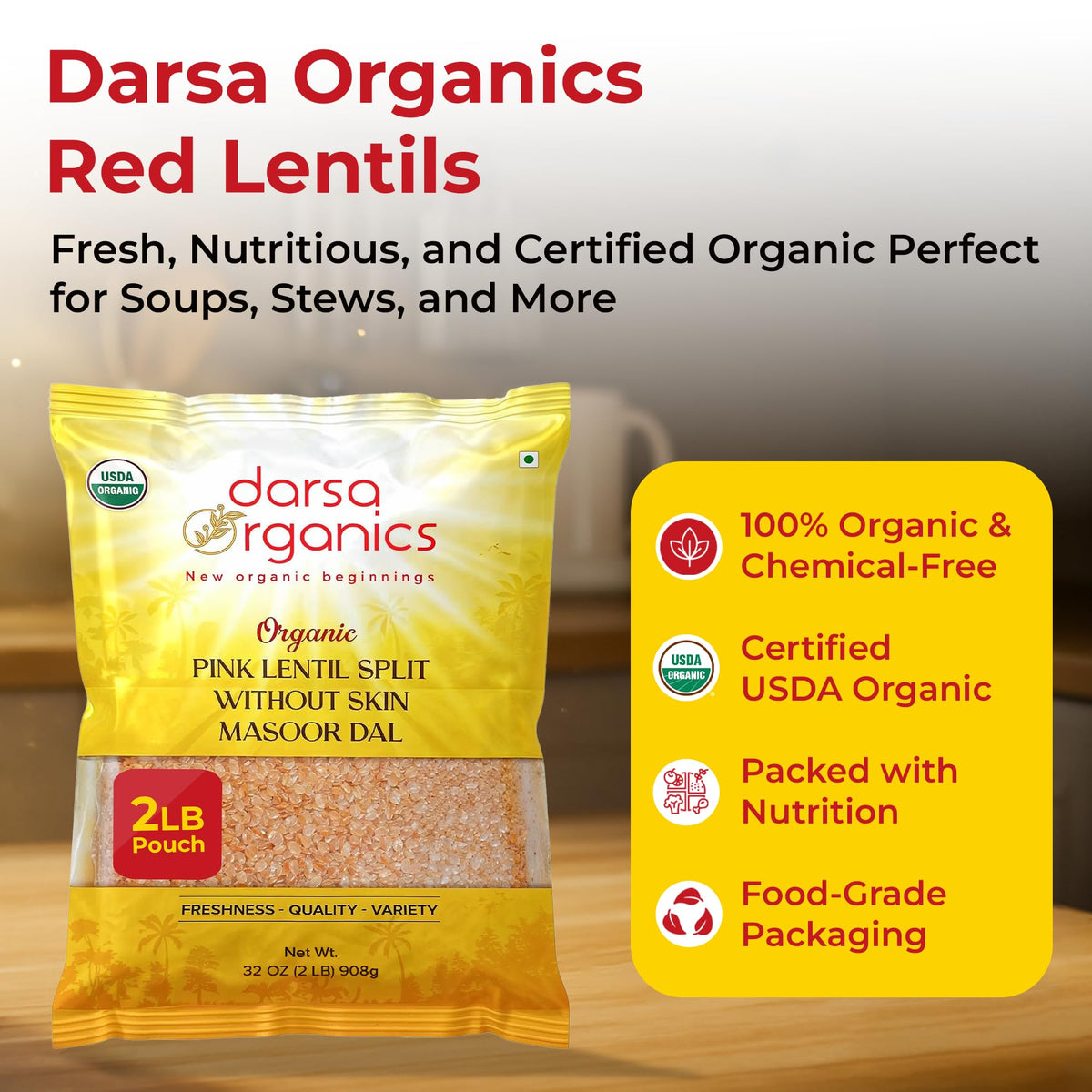 Darsa Organics split red lentils cooking in pot for fast dinners.