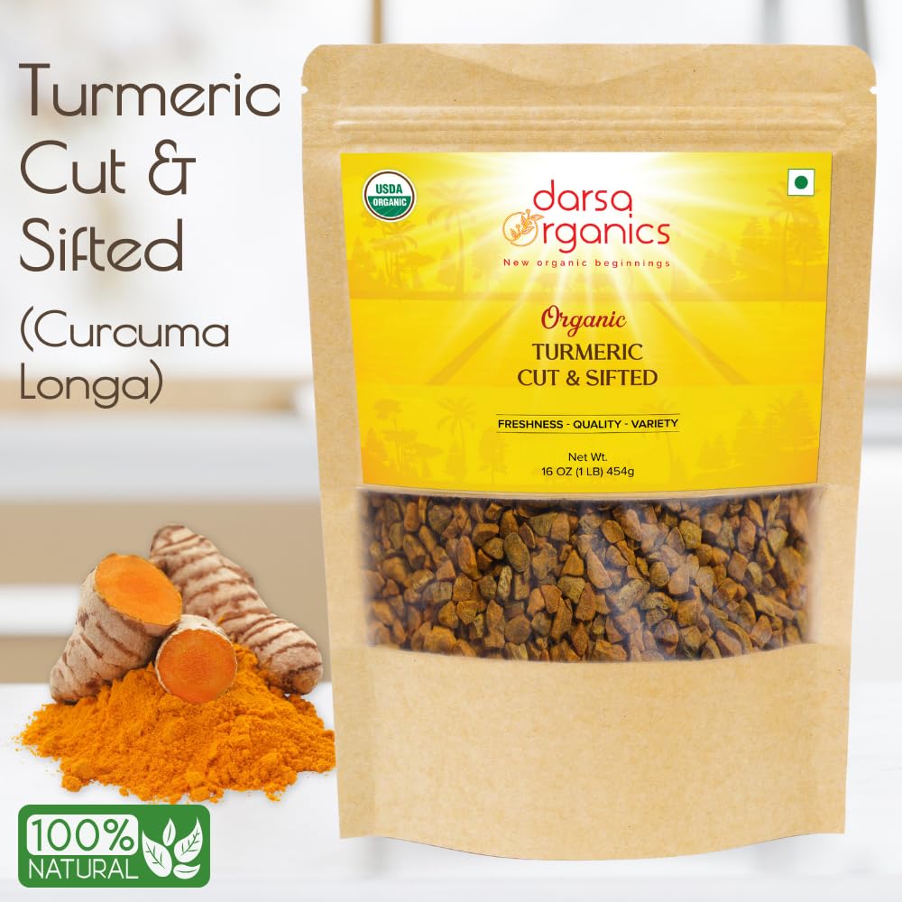 Darsa Organics turmeric root amber hue closeup ideal for smoothies and spice blends