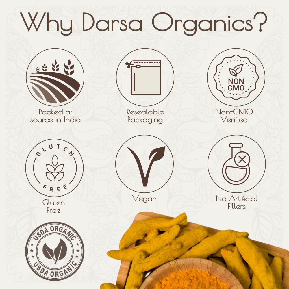 Darsa Organics turmeric root culinary use closeup for teabags, marinades, and curries