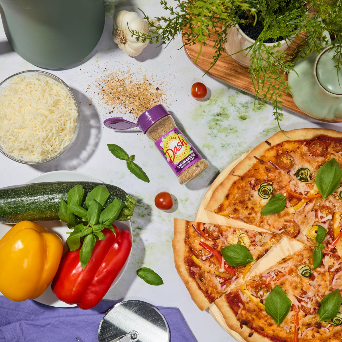 Close-up of the Dash Salt-Free Onion & Herb blend with a savory herb mix.