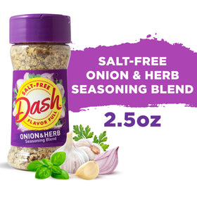 Dash Salt-Free Onion & Herb seasoning boosts burgers for tastier patties.