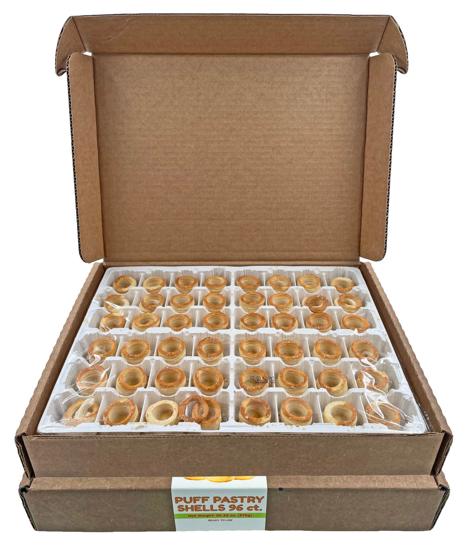 Dasher's Spice & Beans puff pastry shells, ready-to-use for quick appetizers.