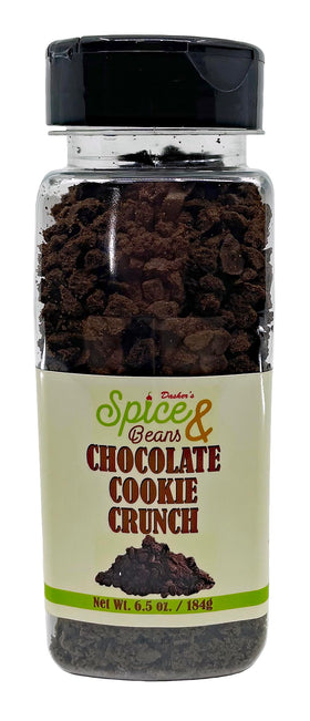 Dasher's Spice & Beans Chocolate Cookie Crunch closeup with rich cookie pieces for toppings.