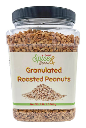 Dasher's Spice & Beans granulated roasted peanuts container ideal for quick baking prep