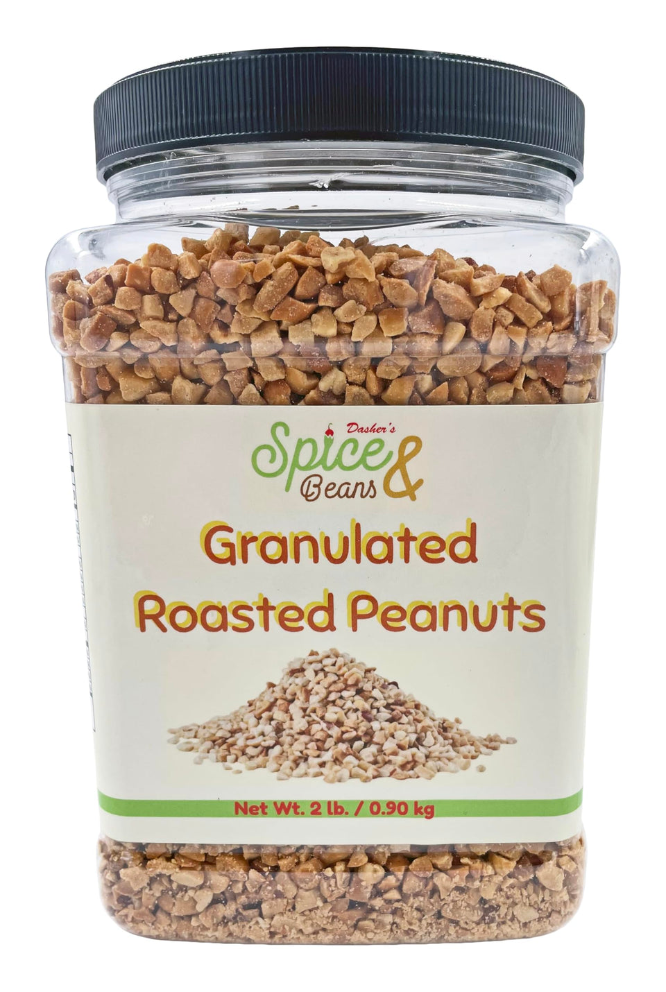 Dasher's Spice & Beans granulated roasted peanuts container ideal for quick baking prep
