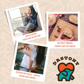 Dastony packaging emphasizes organic, gluten-free, non-GMO credentials.