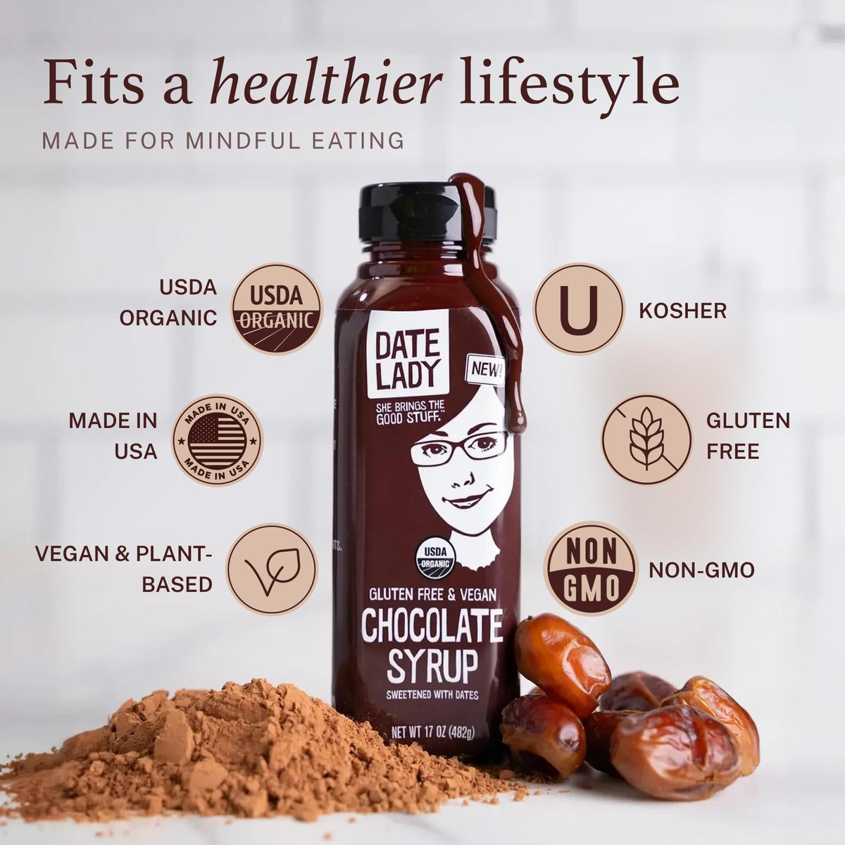 Date Lady Chocolate Syrup over fresh fruit for a chocolate lift