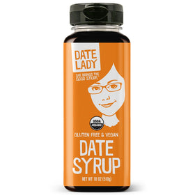 Date Lady Organic Date Syrup bottle pour for quick, natural sweetness in coffee