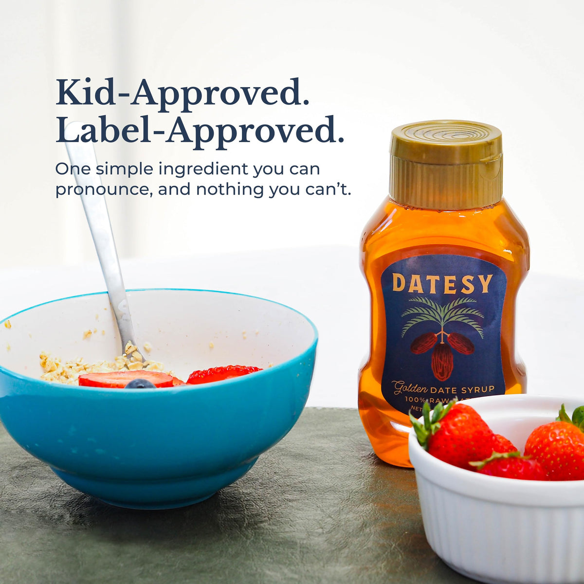 Datesy syrup label highlights kosher, vegan, paleo, halal certifications