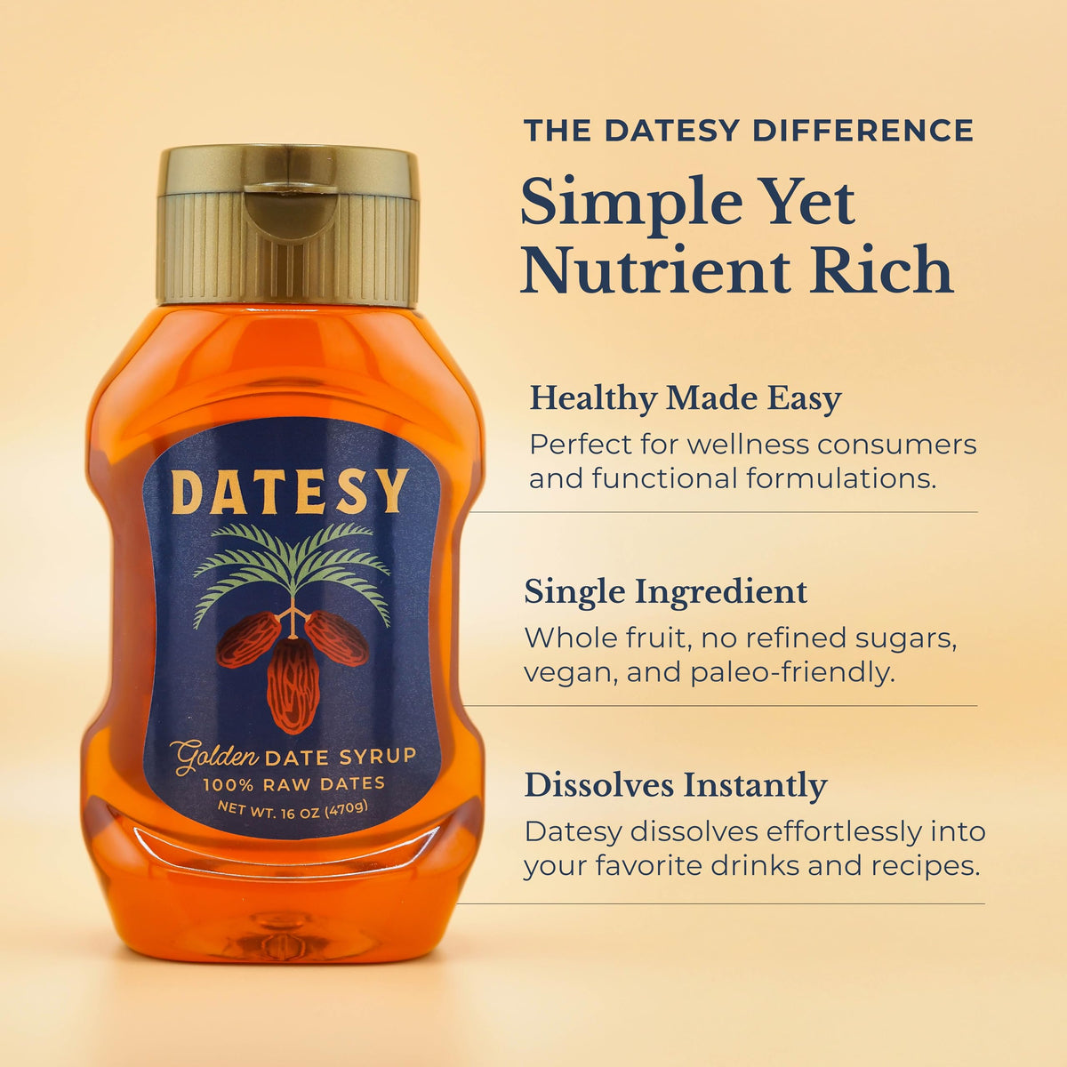 Datesy Golden Date Syrup on pancakes elevates breakfast with natural sweetness