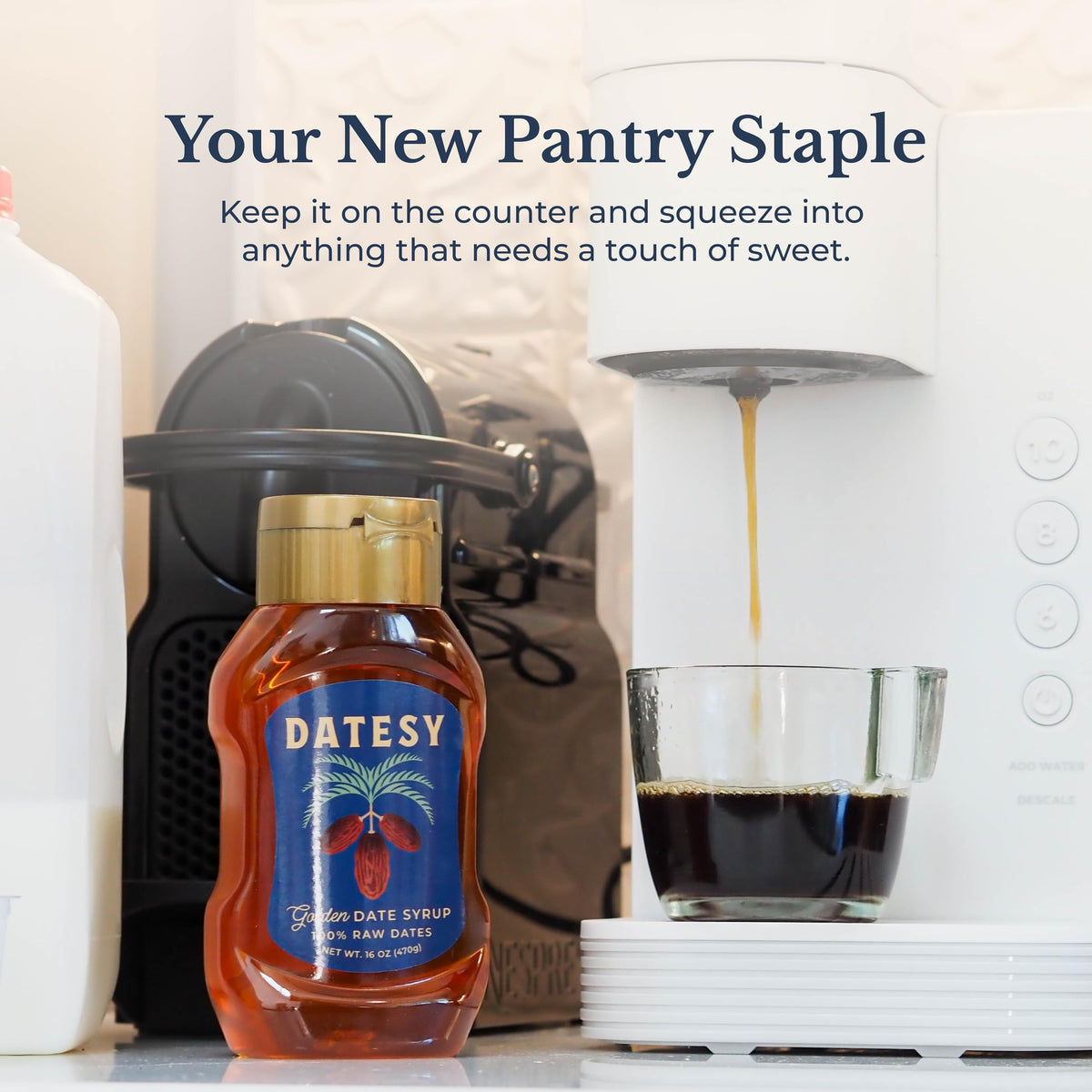 Datesy Golden Date Syrup squeeze bottle with no sugar added