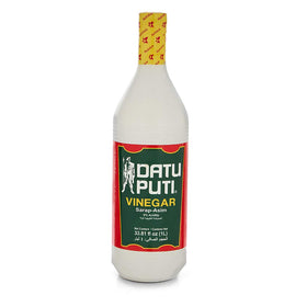 Datu Puti Cane Vinegar bottle showing the 33 oz size, ideal for marinades.