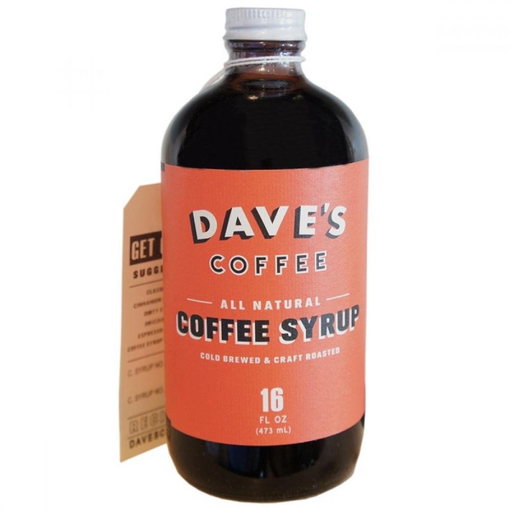 Dave's Coffee Syrup original bottle delivers natural sweetness to coffee and desserts.