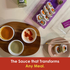 Dave's Gourmet Creamy Roasted Jalapeño Hot Sauce dip setup, perfect for appetizers.