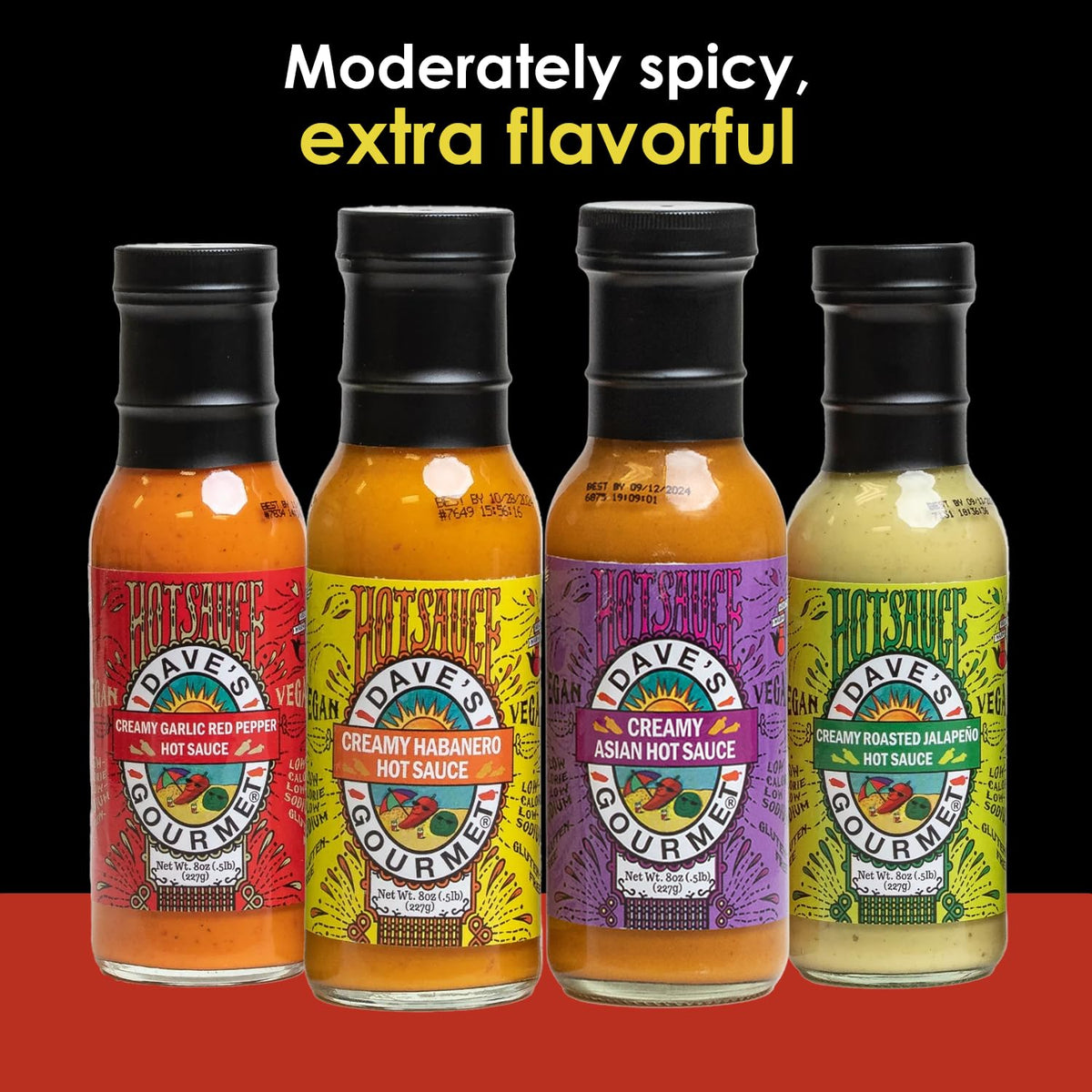 Dave's Gourmet green hot sauce for tacos, dips, and marinades.