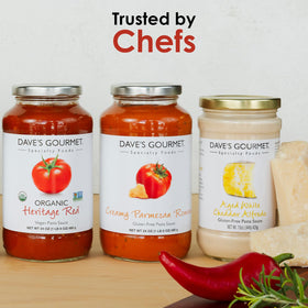 Dave's Gourmet gluten-free label indicating dietary suitability