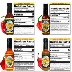Dave's Gourmet Insanity 4-Pack labels close-up showcasing variety.