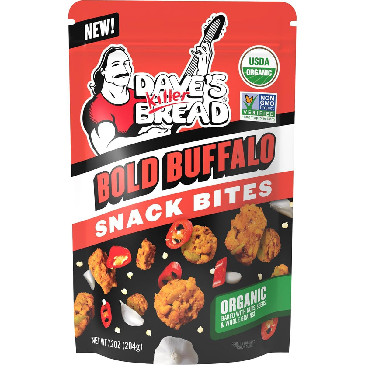 Dave's Killer Bread Organic Snack Bites Toasted Garlic: garlicky crunch and wholesome grains for snack time