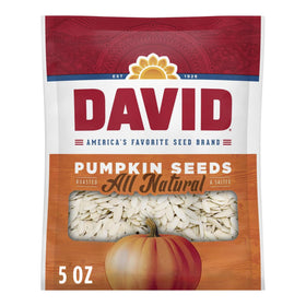 DAVID All Natural Pumpkin Seeds 12-pack front view, ideal for sharing snacks