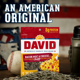 DAVID Bacon Mac Cheese seeds enjoyed as a quick savory snack anywhere