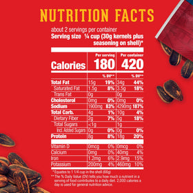 DAVID Frank's RedHot nutrition label highlights 180 calories per serving.