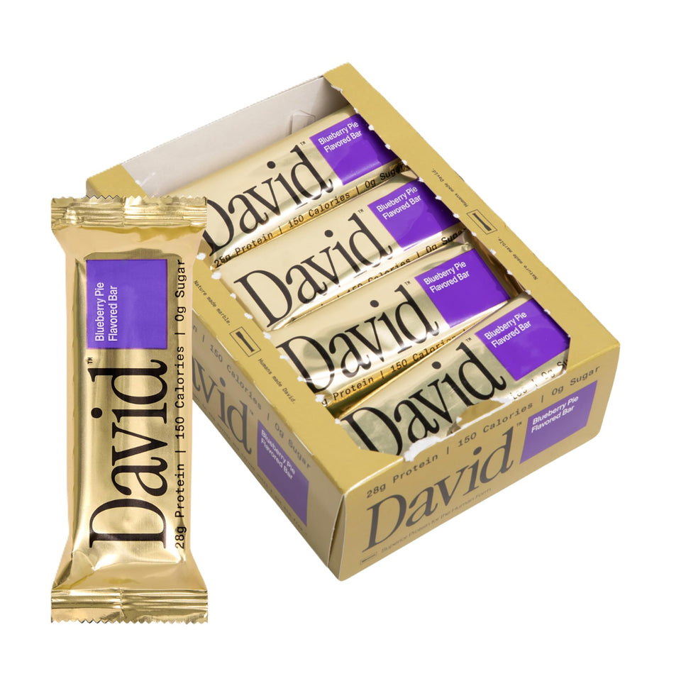 David high-protein bars blueberry pie pack12 packaging for convenient on-the-go fuel