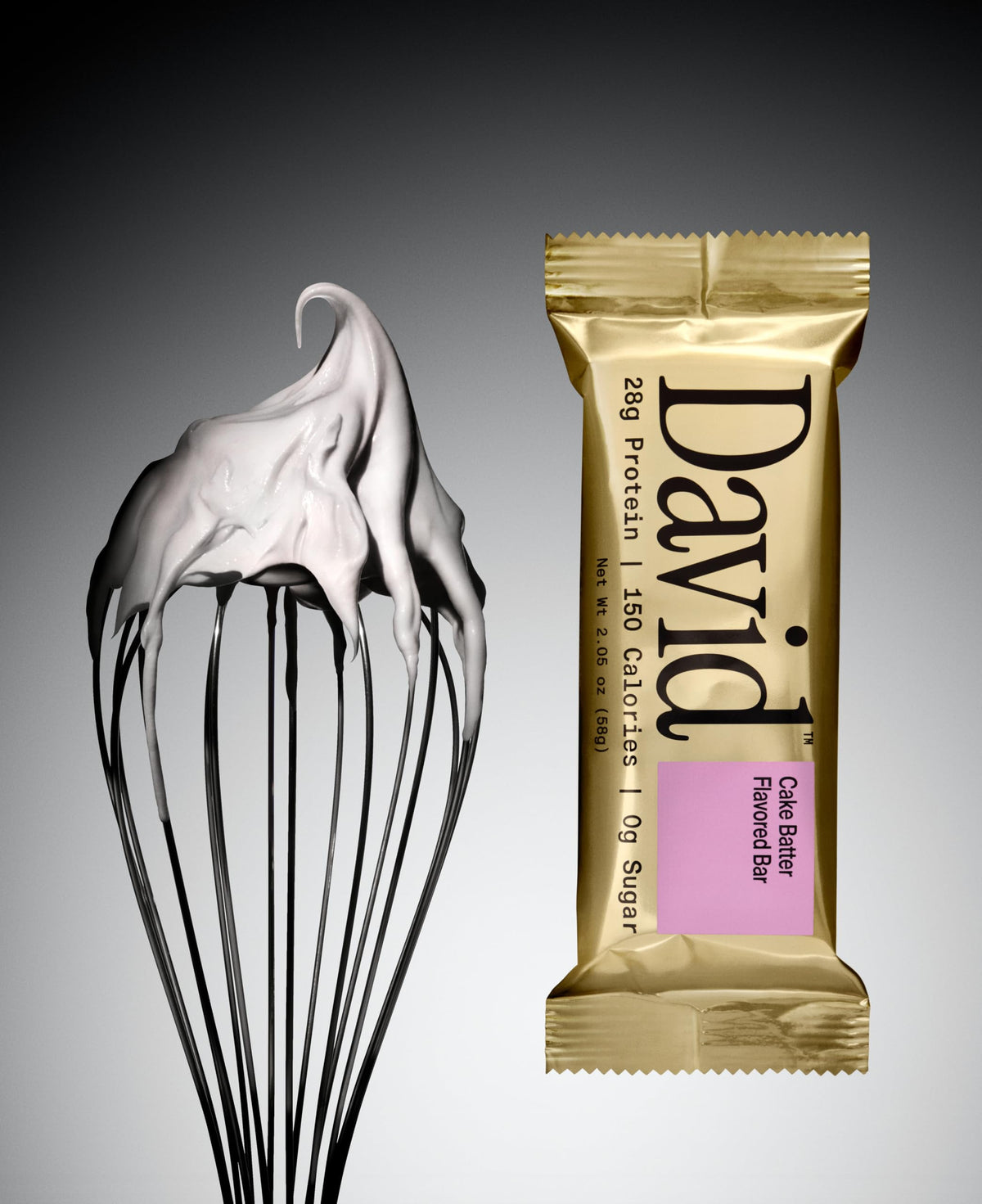 David High Protein Bars Cake Batter ingredients featuring zero sugar and high protein.