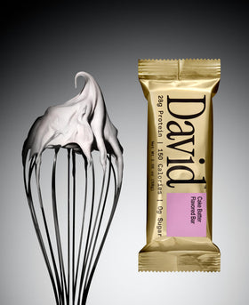 David High Protein Bars Cake Batter ingredients featuring zero sugar and high protein.