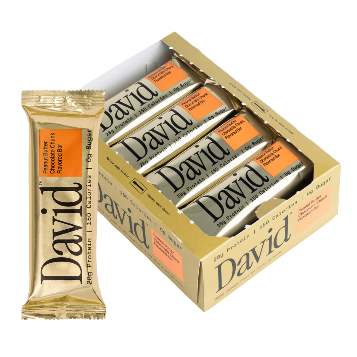 David high protein bar with peanut butter chocolate chunk for on-the-go protein