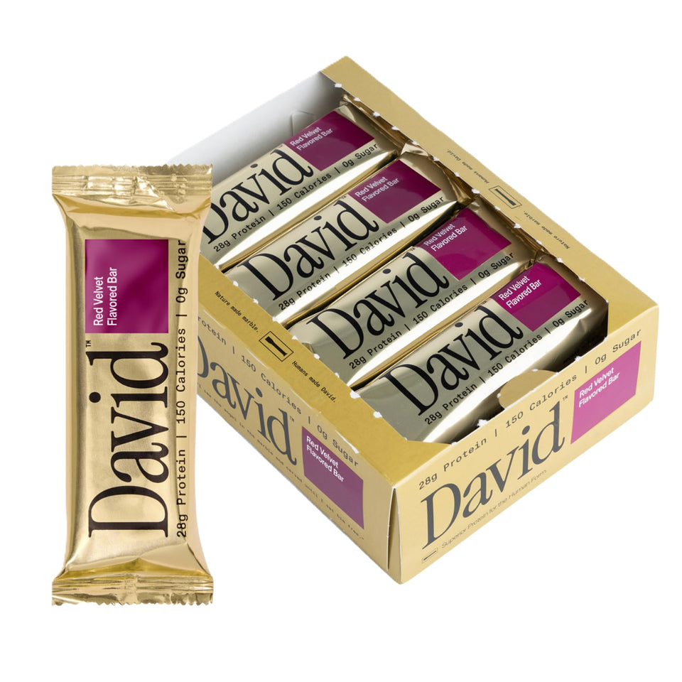 David High Protein Bars Red Velvet packaging for on-the-go nutrition.