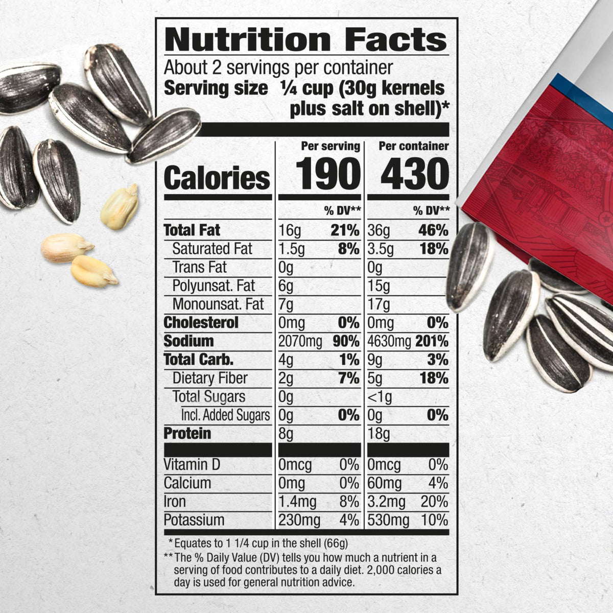 David Jumbo Reduced Sodium Sunflower Seeds four-pack labeling and packaging details.