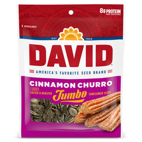 DAVID Jumbo Sunflower Seeds Cinnamon Churro bags for group snacking.