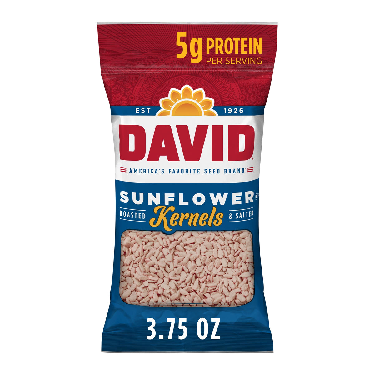 DAVID Original Sunflower Kernels package ready for a quick, handy snack.