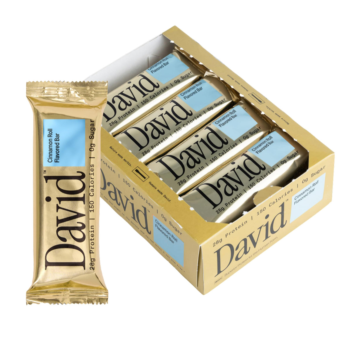 David Cinnamon Roll protein bar pack 12 for on-the-go fueling.
