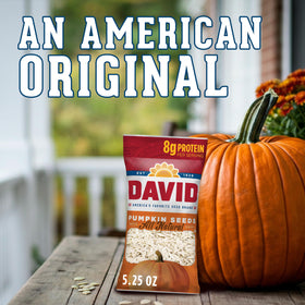 DAVID pumpkin seeds provide iron and magnesium, a nutritious snack option