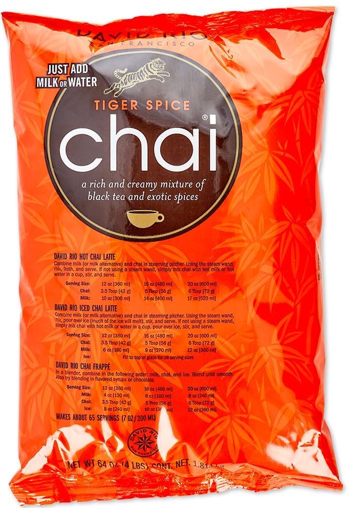 David Rio Tiger Spice Chai bag ready for bulk service and fast brews.