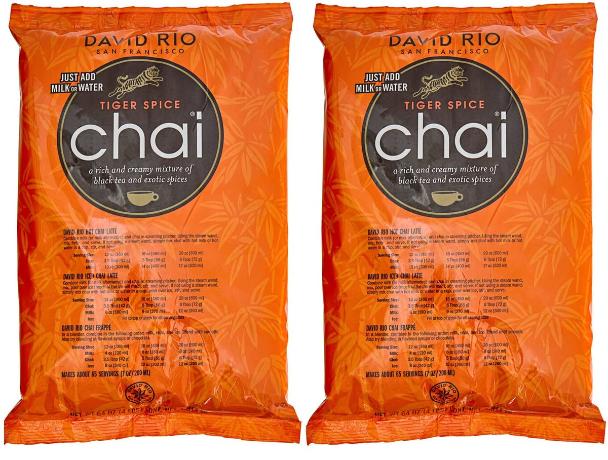 David Rio Tiger Spice Chai bags-front, ideal for cozy mornings at home.