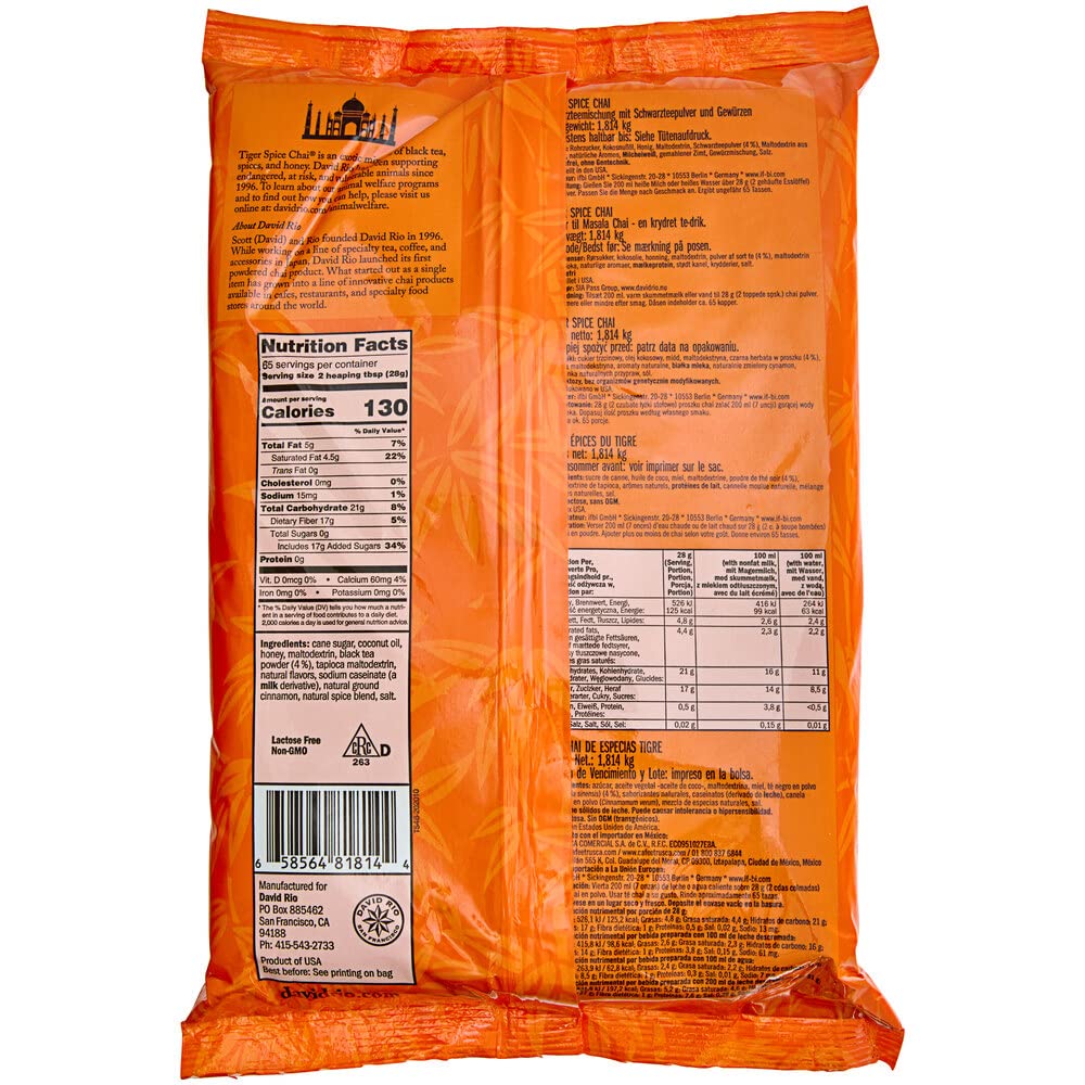 David Rio Tiger Spice Chai ice-served, great for refreshing iced lattes year-round.