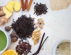 Close-up of Tiger Spice chai spices from David Rio with cinnamon and cloves.