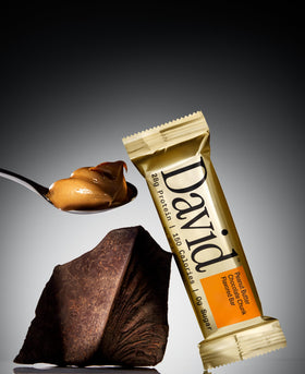 David roasted peanut crisps complement chocolate finish in bar