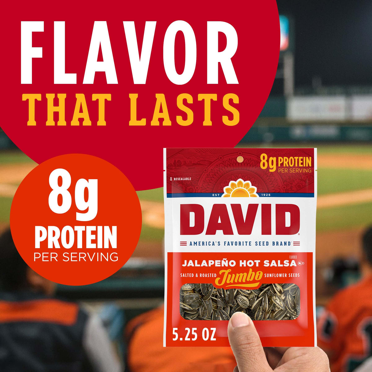 Back view of DAVID jalapeño hot salsa seeds pack with nutrition facts