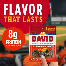 Back view of DAVID jalapeño hot salsa seeds pack with nutrition facts