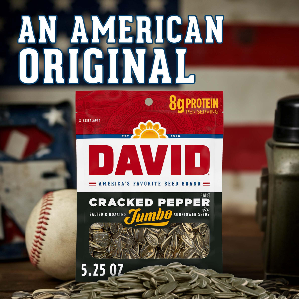 Top-quality DAVID seeds roasted and salted for dependable taste.