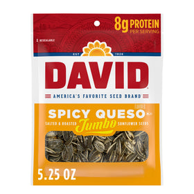 DAVID Spicy Queso sunflower seeds 12-pack display, convenient party snacks.